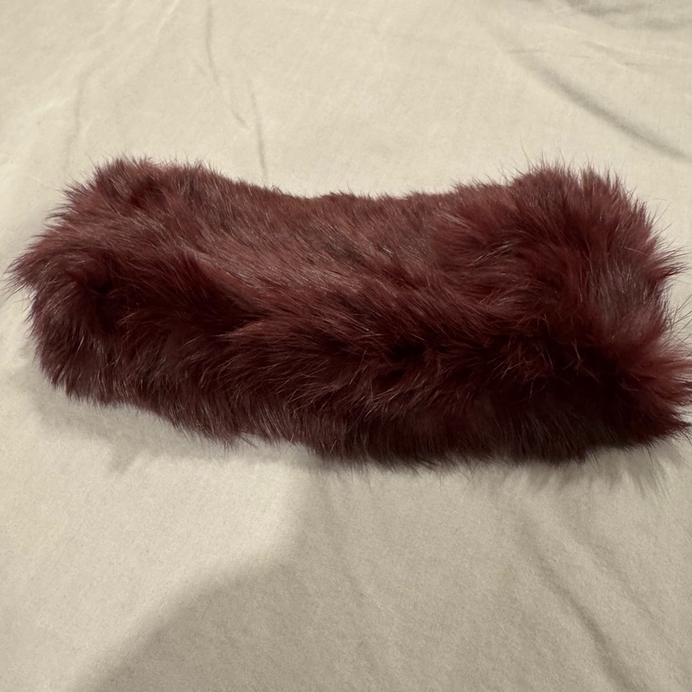 Plush Burgundy REAL Fur Headband